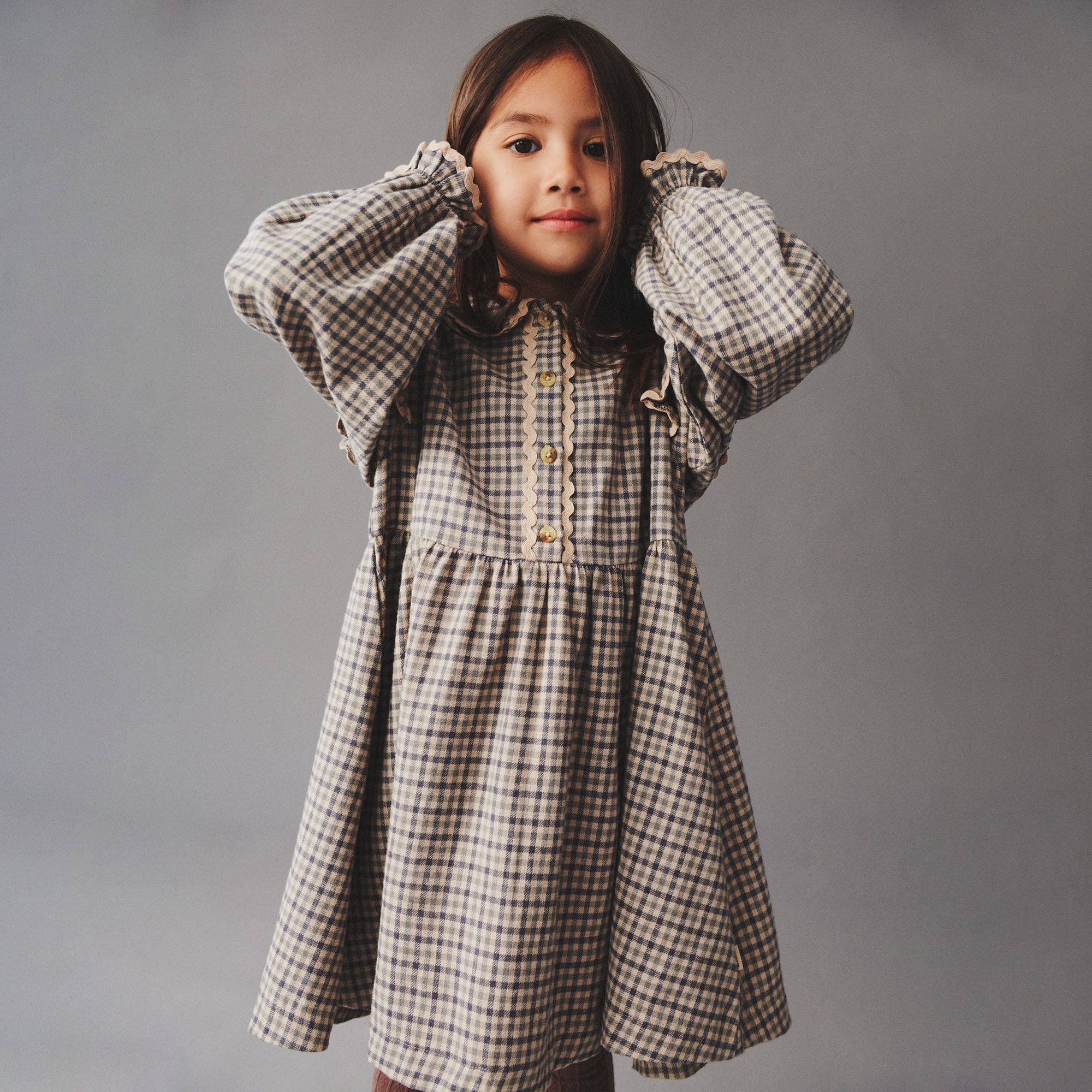 wheat-alissa-kleid-blue-check-bio-baumwolle-langarm image 2