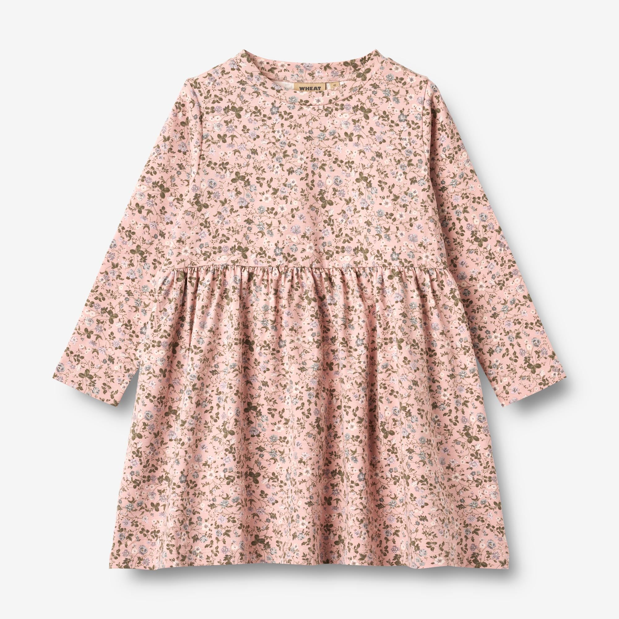 wheat-sessa-kleid-rose-powder-flowers-langarm-bio-baumwolle image 1