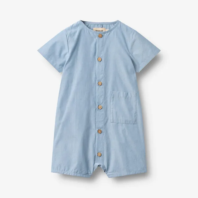 wheat-frederik-playsuit-strampler-blue-chambrey-bio image 1