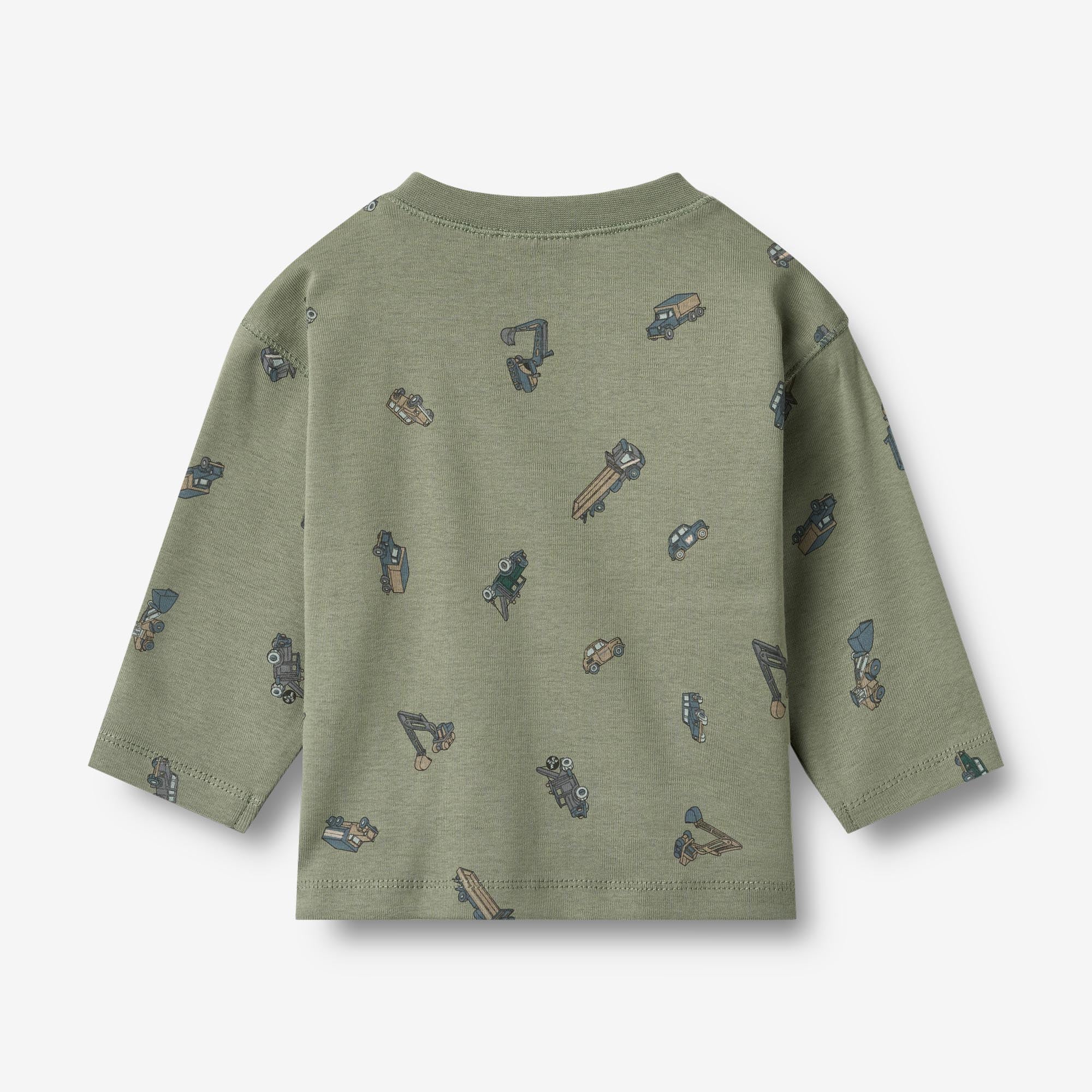 wheat-malthe-langarmshirt-dusty-green-cars-bio-baumwolle-baby image 2