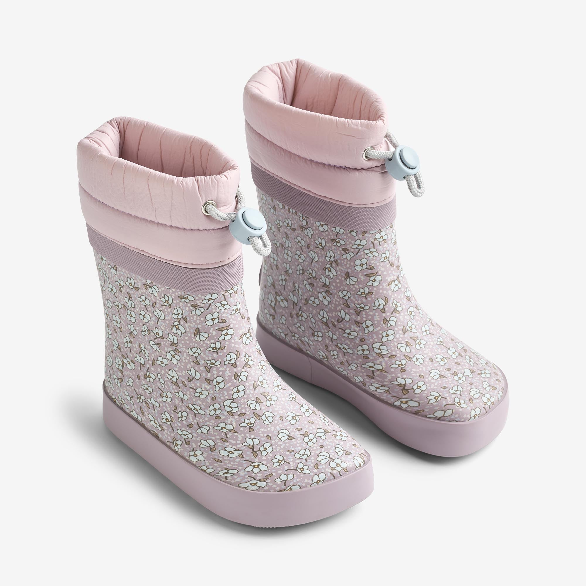 wheat-arden-thermo-barefoot-gummistiefel-lilac-blue-flowers image 1