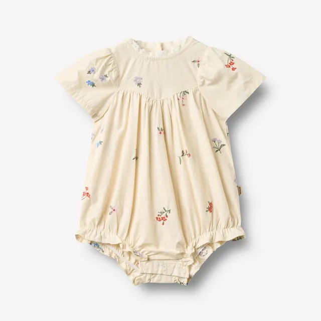 wheat-margit-romper-baby-ivory-stickblumen-bio-baumwolle image 1