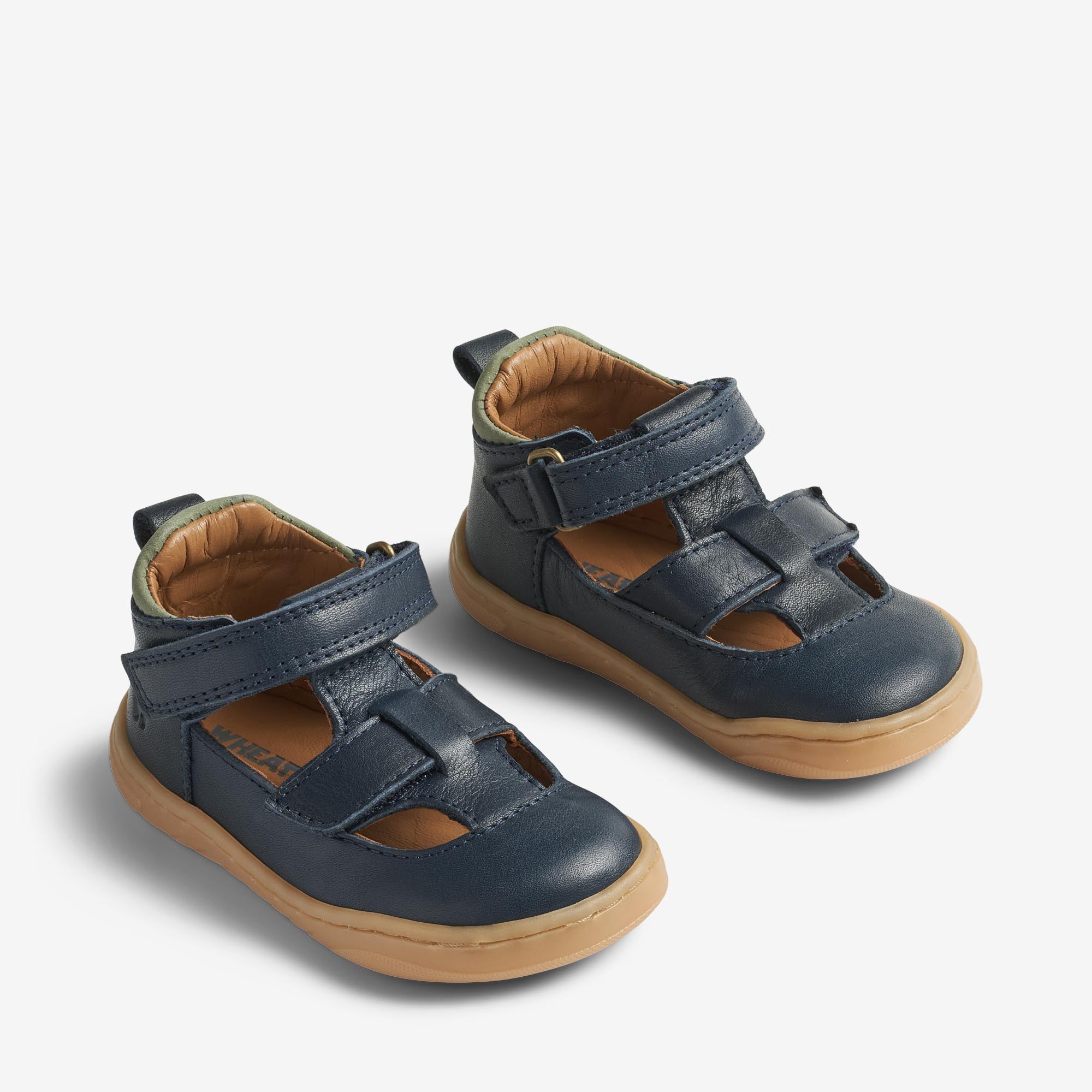 wheat-sven-prewalker-barfu-schuhe-navy-leder-klett image 1