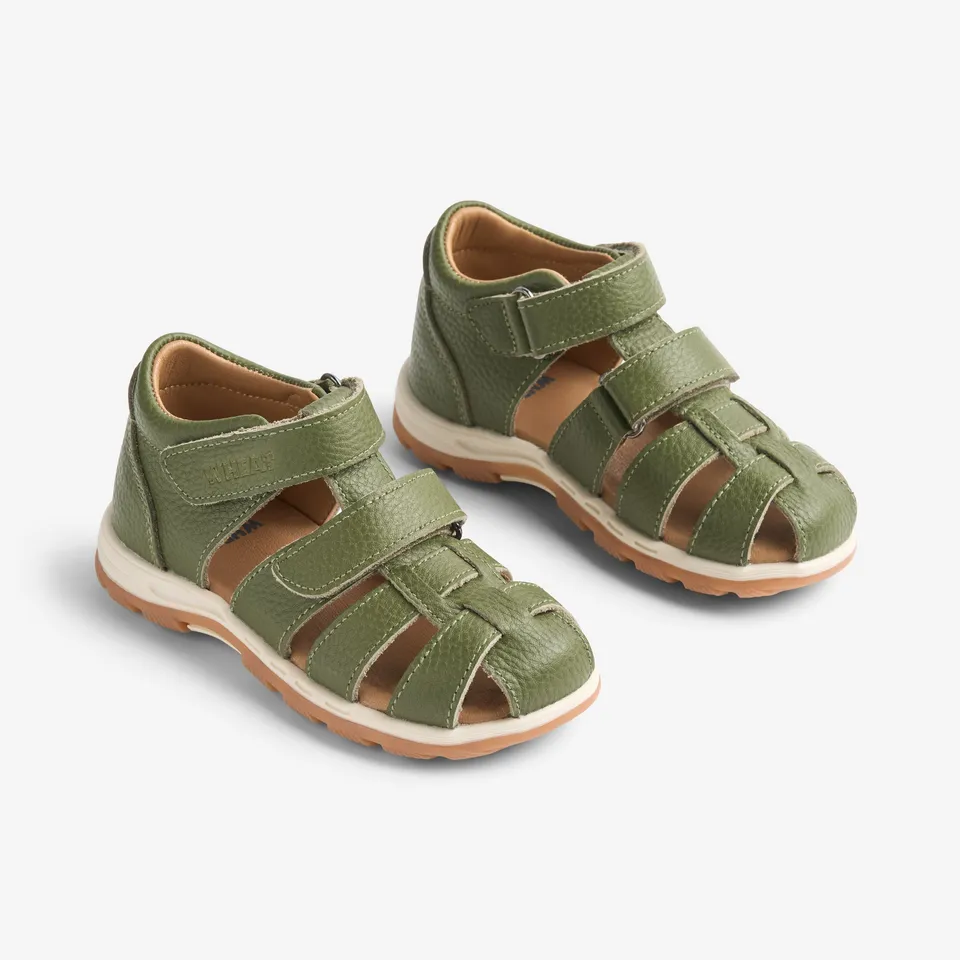 wheat-sandal-frei-sandale-gr-n-aus-leder-mit-klett image 1