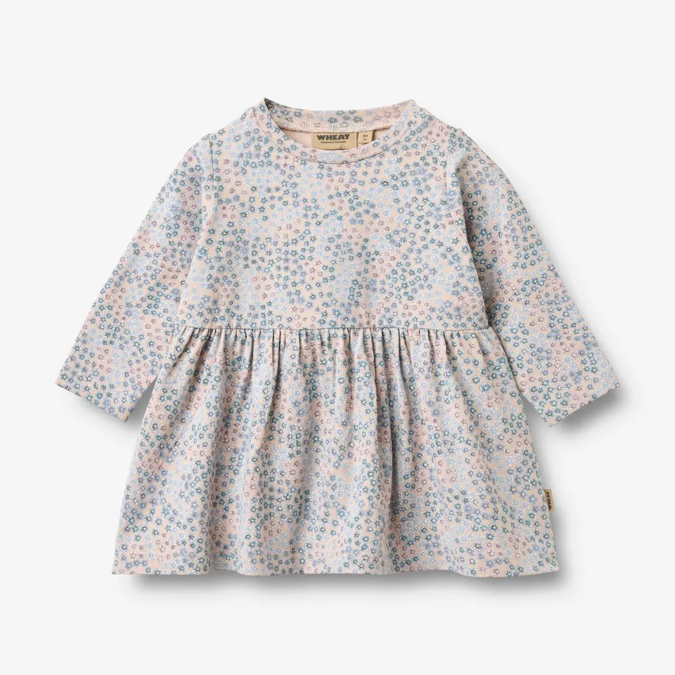 wheat-sessa-jerseykleid-powder-blue-flowers-bio-baumwolle image 1