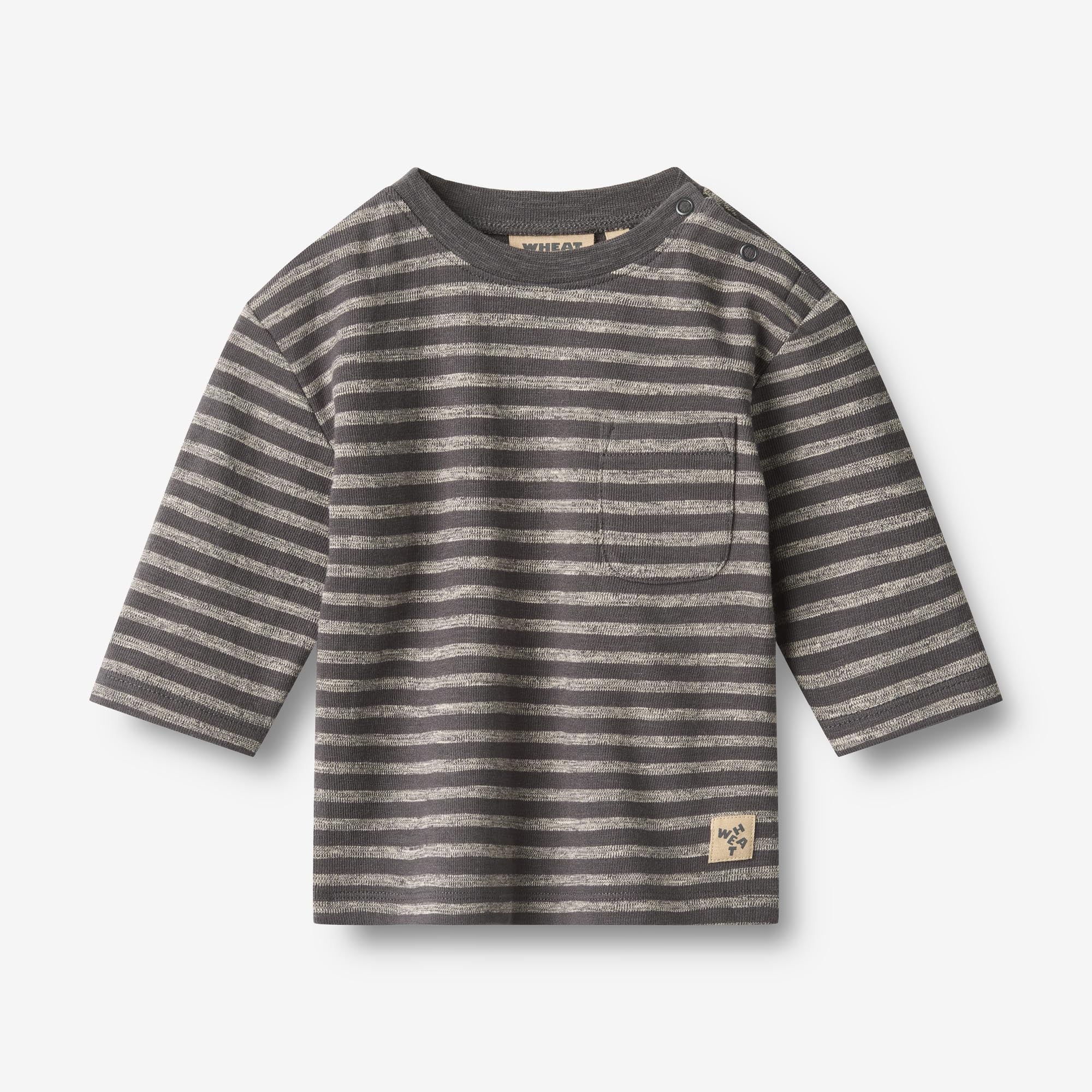 wheat-ross-langarmshirt-baby-dark-charcoal-stripe-bio image 1