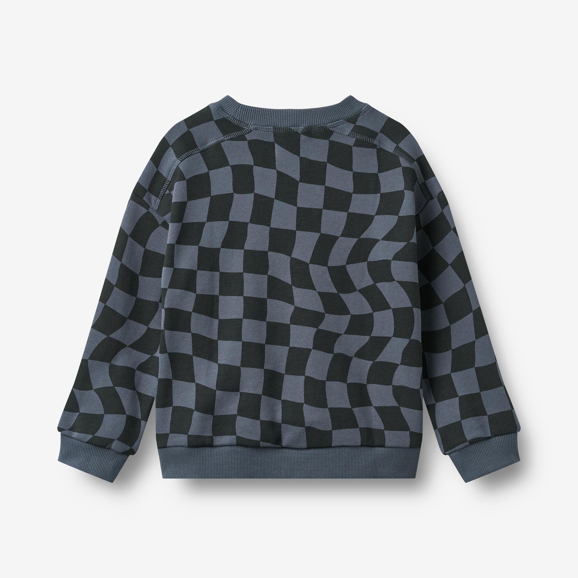 wheat-sandro-sweatshirt-navy-blue-check-bio-baumwolle image 4