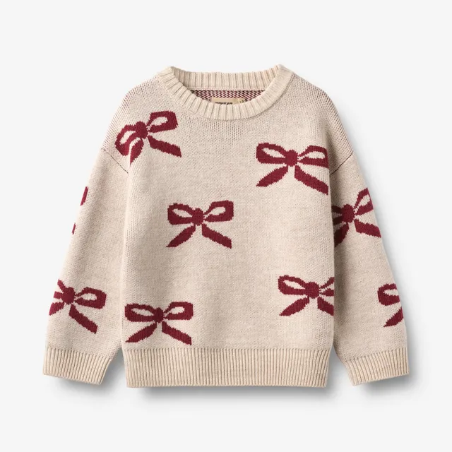 wheat-clothing-jacquard-pullover-bow-eggshell-merino-beige image 1