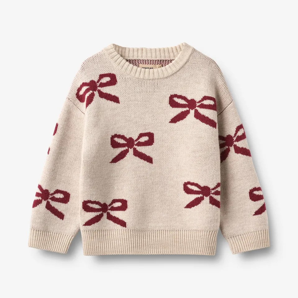 wheat-clothing-jacquard-pullover-bow-eggshell-merino-beige image 1