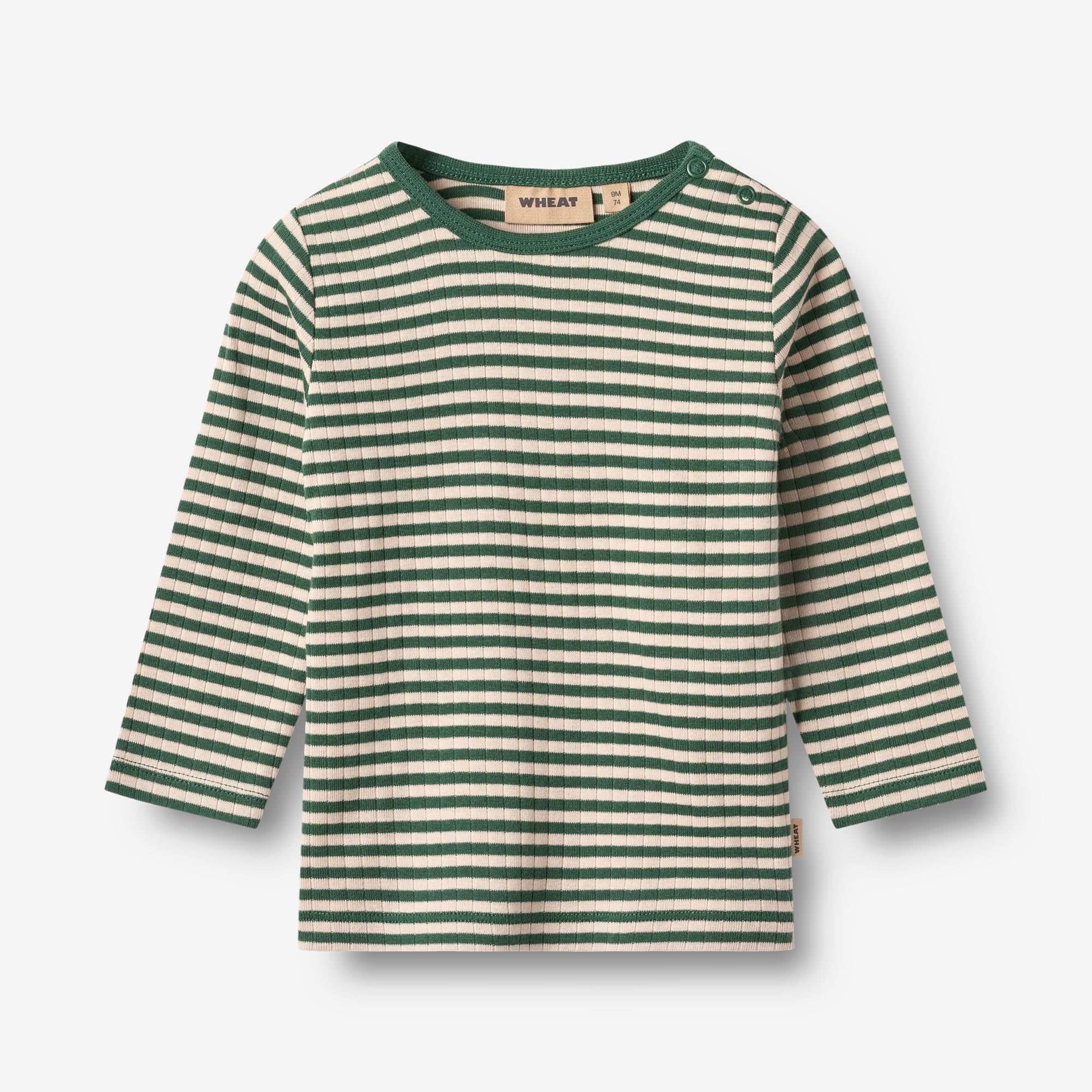 wheat-t-shirt-l-s-stig-langarmshirt-green-stripe-bio-baumwolle image 1