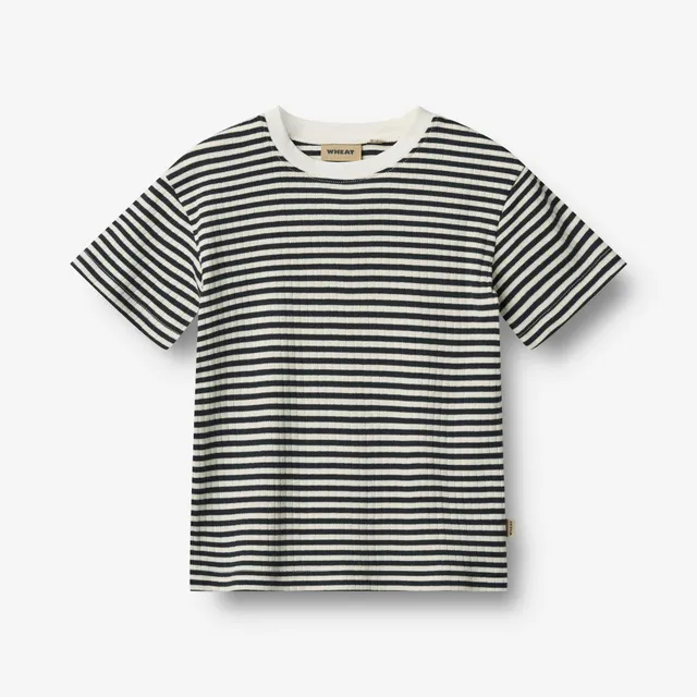 wheat-fabian-t-shirt-navy-rib-stripe-bio-baumwolle image 1