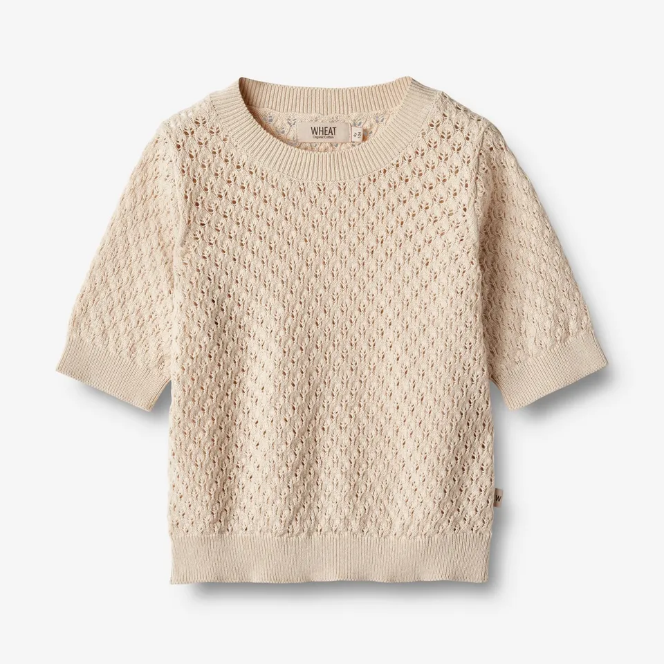wheat-alva-stricktop-sandshell-m-dchen-t-shirt-bio-baumwolle image 1