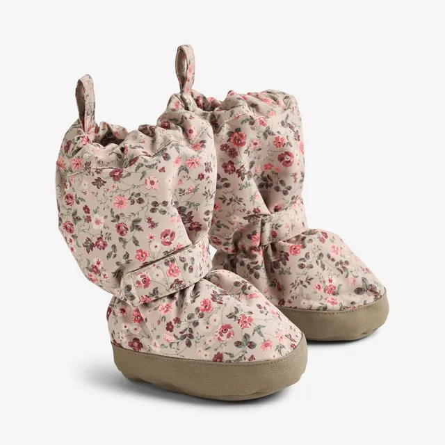 wheat-booties-grey-moon-flowers-outdoor-wasserdicht-baby-fleece image 1