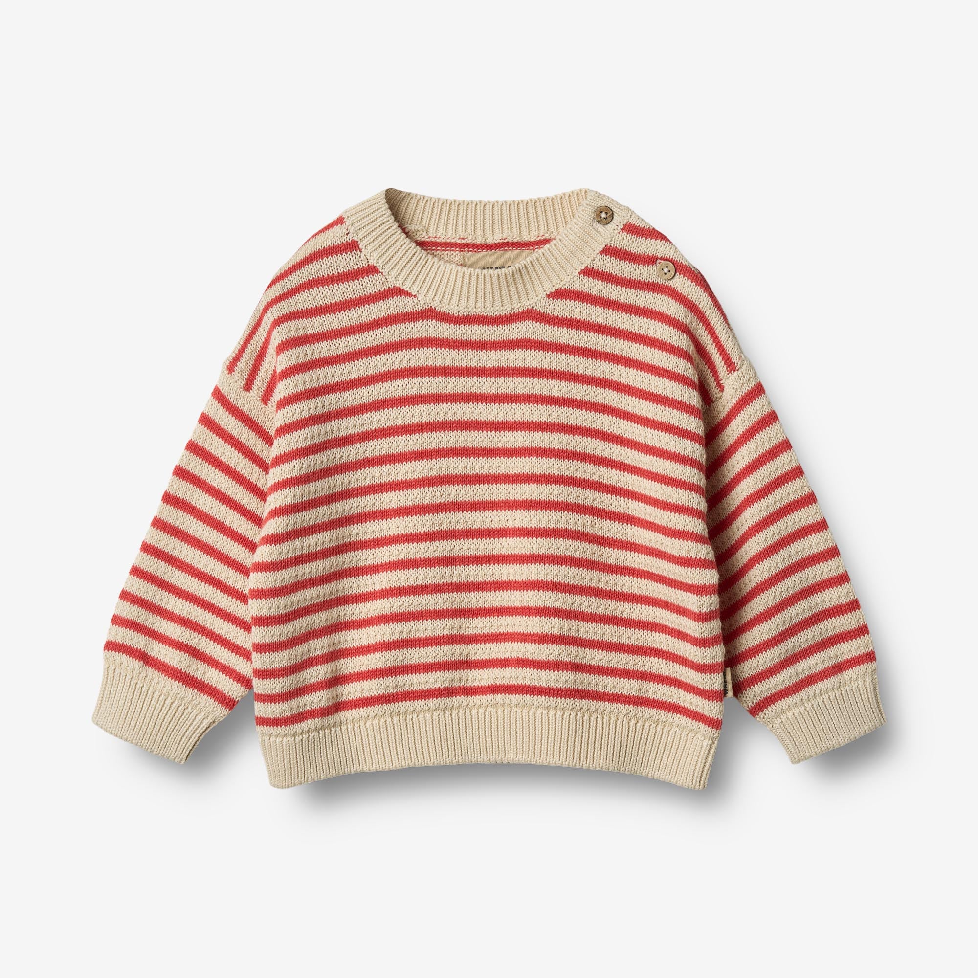 wheat-leise-strickpullover-baby-red-stripe-bio image 1