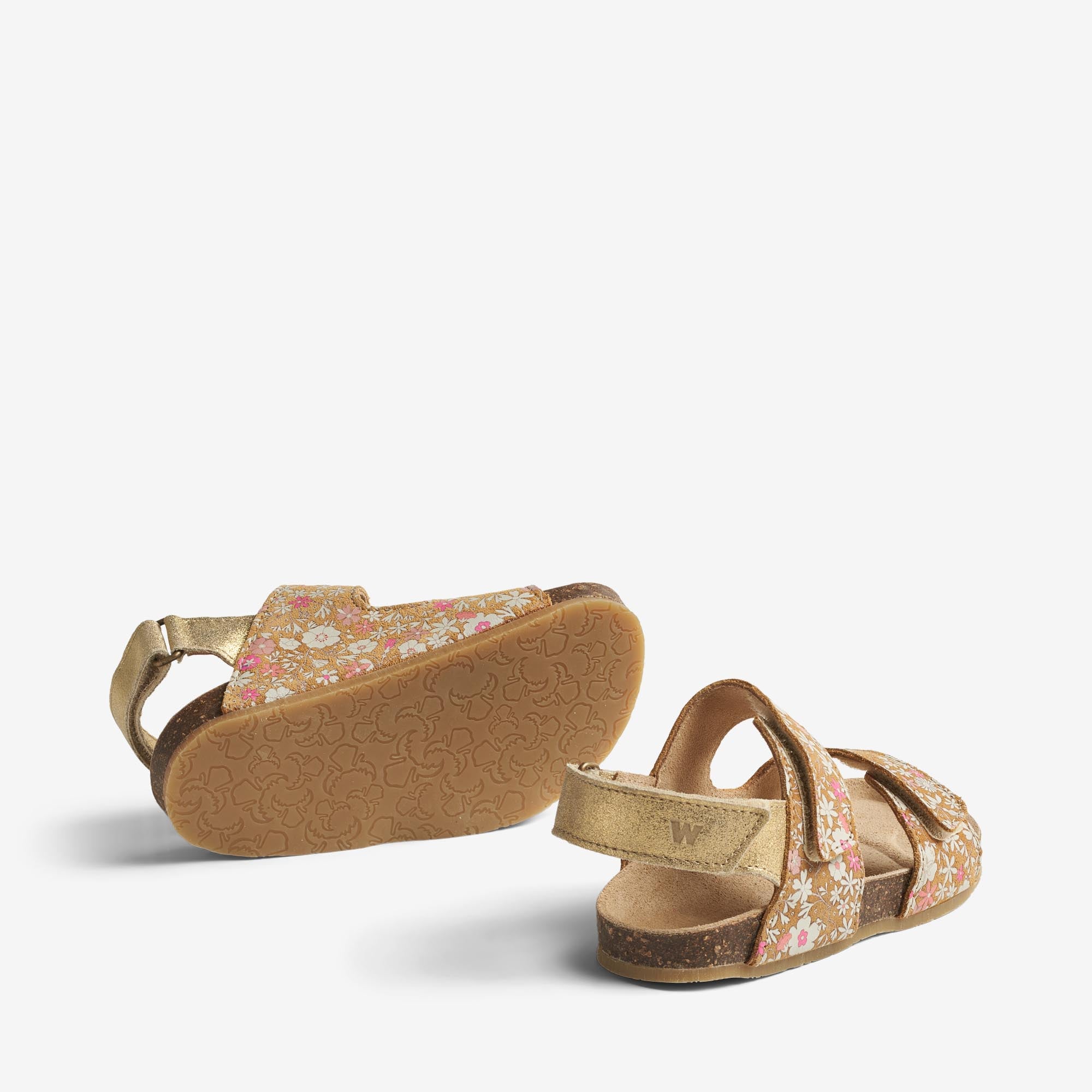 wheat-clara-sandale-gold-white-flowers-leder-klett image 5