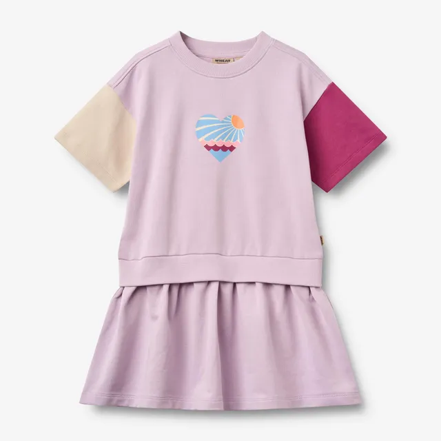 wheat-mey-sweatkleid-kurzarm-lila-bio-baumwolle image 1