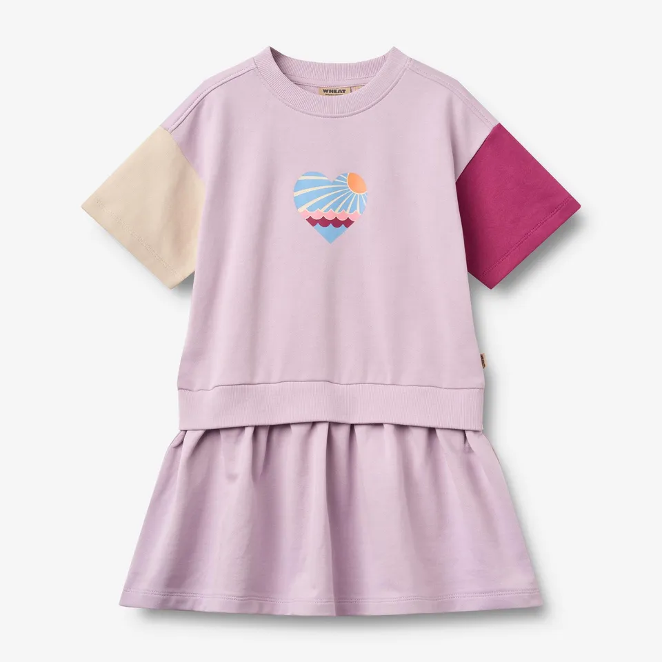 wheat-mey-sweatkleid-kurzarm-lila-bio-baumwolle image 1