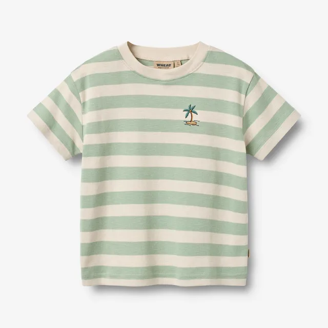 wheat-liam-t-shirt-bio-baumwolle-kinder-mint-stripe image 1