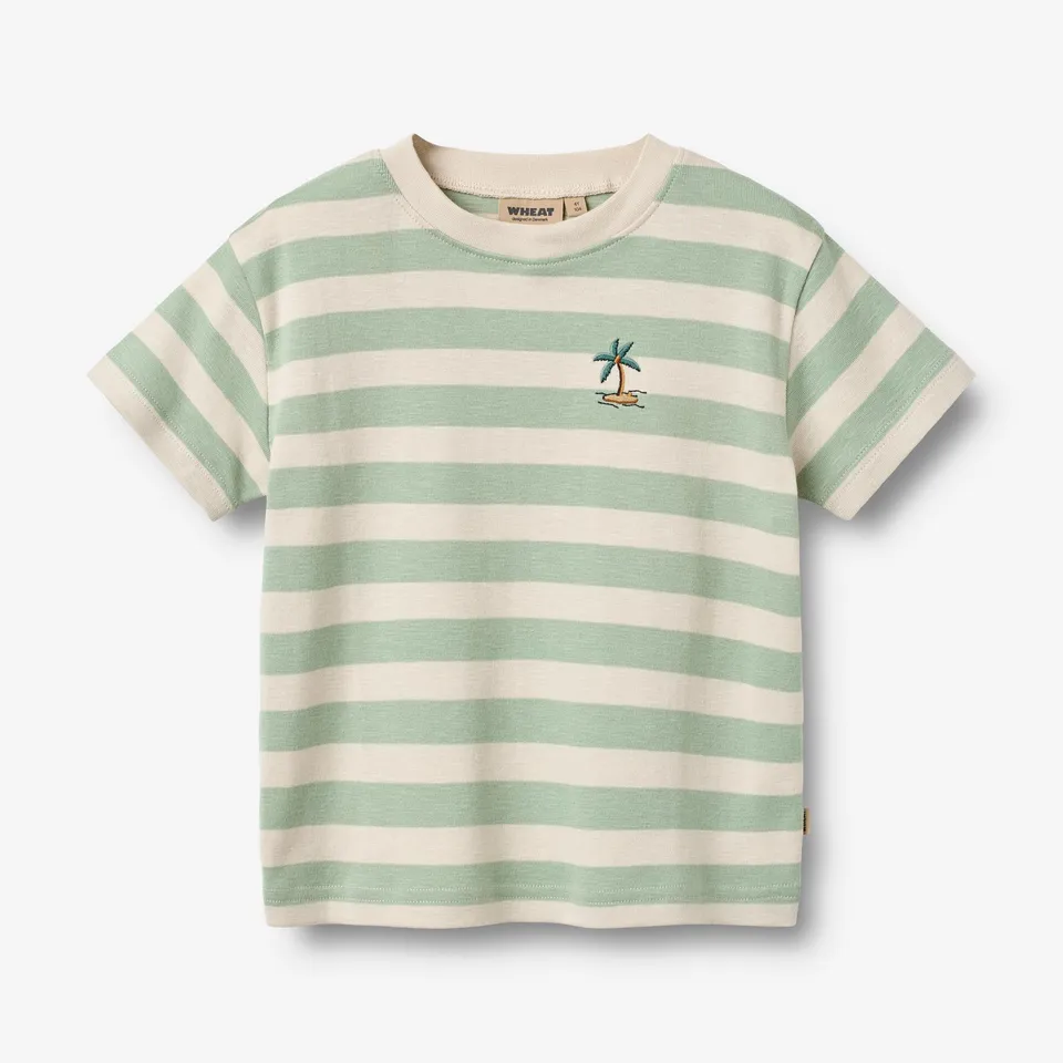 wheat-liam-t-shirt-bio-baumwolle-kinder-mint-stripe image 1
