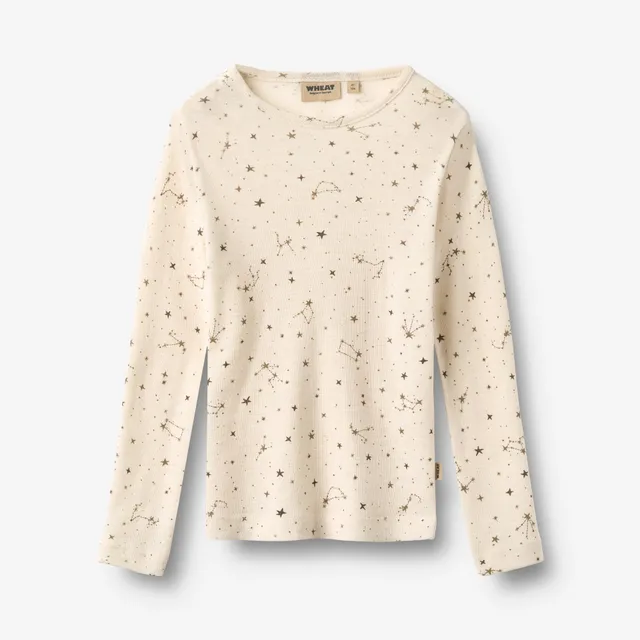 wheat-alfie-woll-shirt-eggshell-stars-langarm-merinowolle image 1