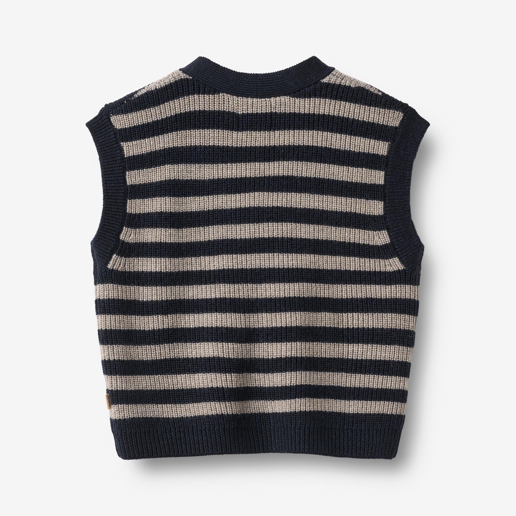 wheat-pete-strickweste-navy-stripe-merinowolle-jungen image 2