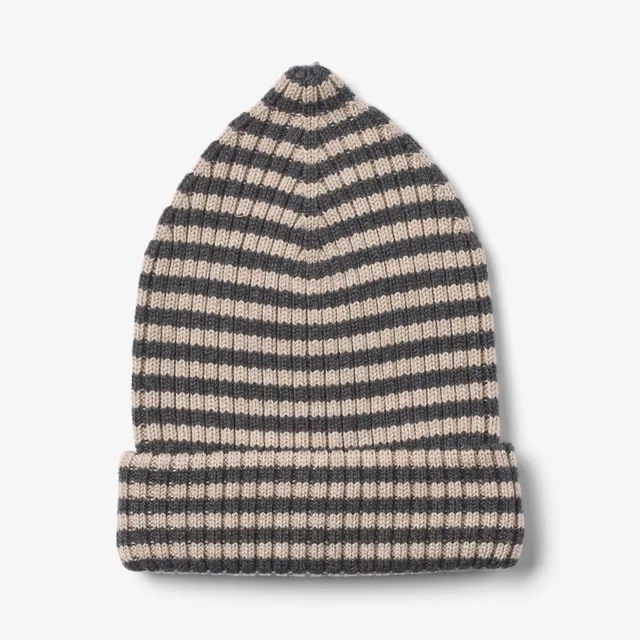 wheat-topper-beanie-m-tze-charcoal-melange-merinowolle image 1