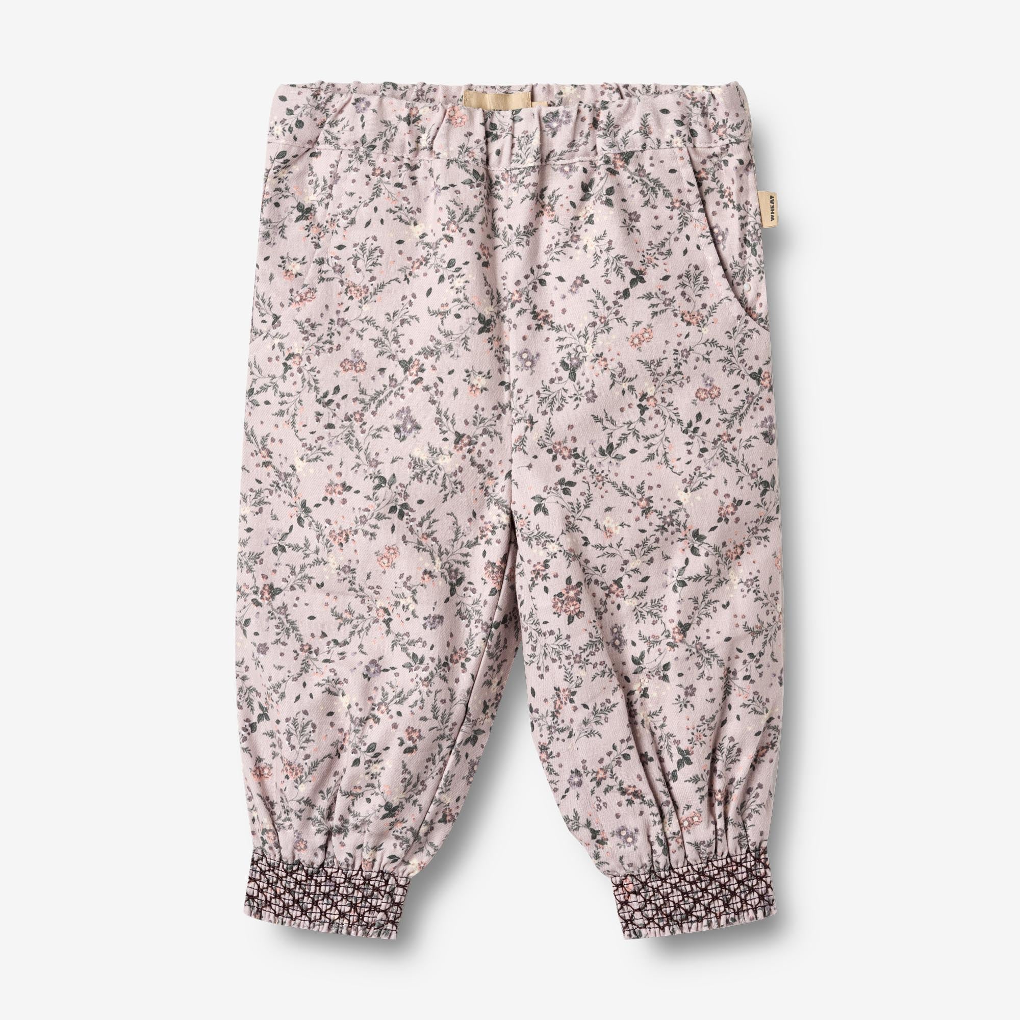 wheat-sara-baby-hose-m-dchen-lilac-checked-flowers-bio image 1