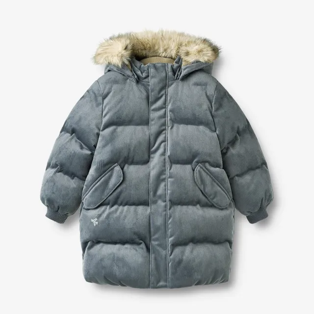 wheat-vinteren-pufferjacke-greyblue-cord-kinder image 1