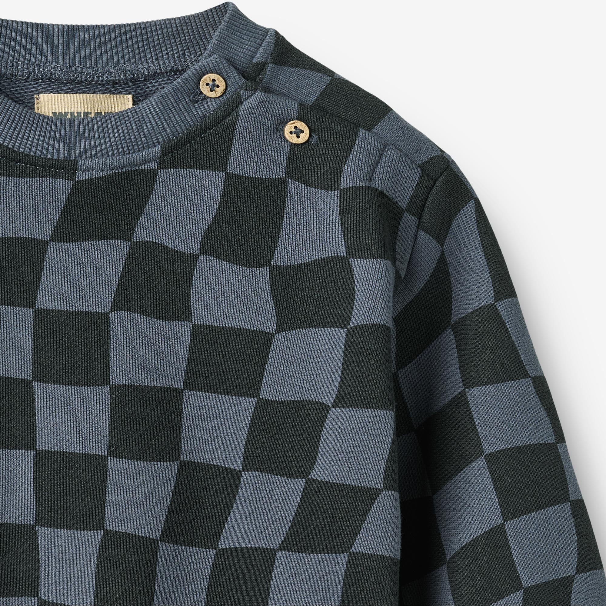 wheat-elliot-sweatshirt-navy-blue-check-bio-baumwolle-baby image 3