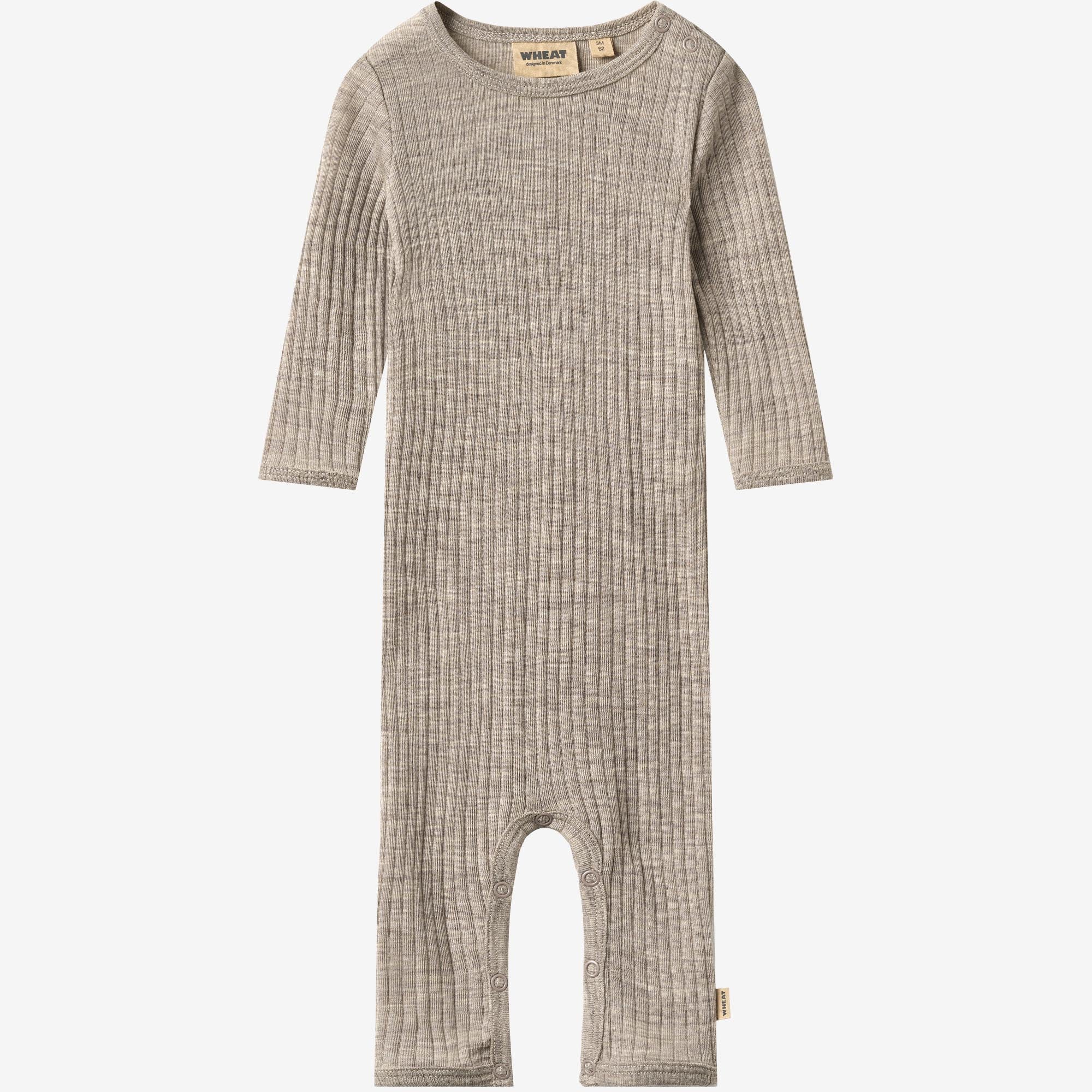 wheat-frankie-strampler-khaki-melange-wolle-seide-baby image 1