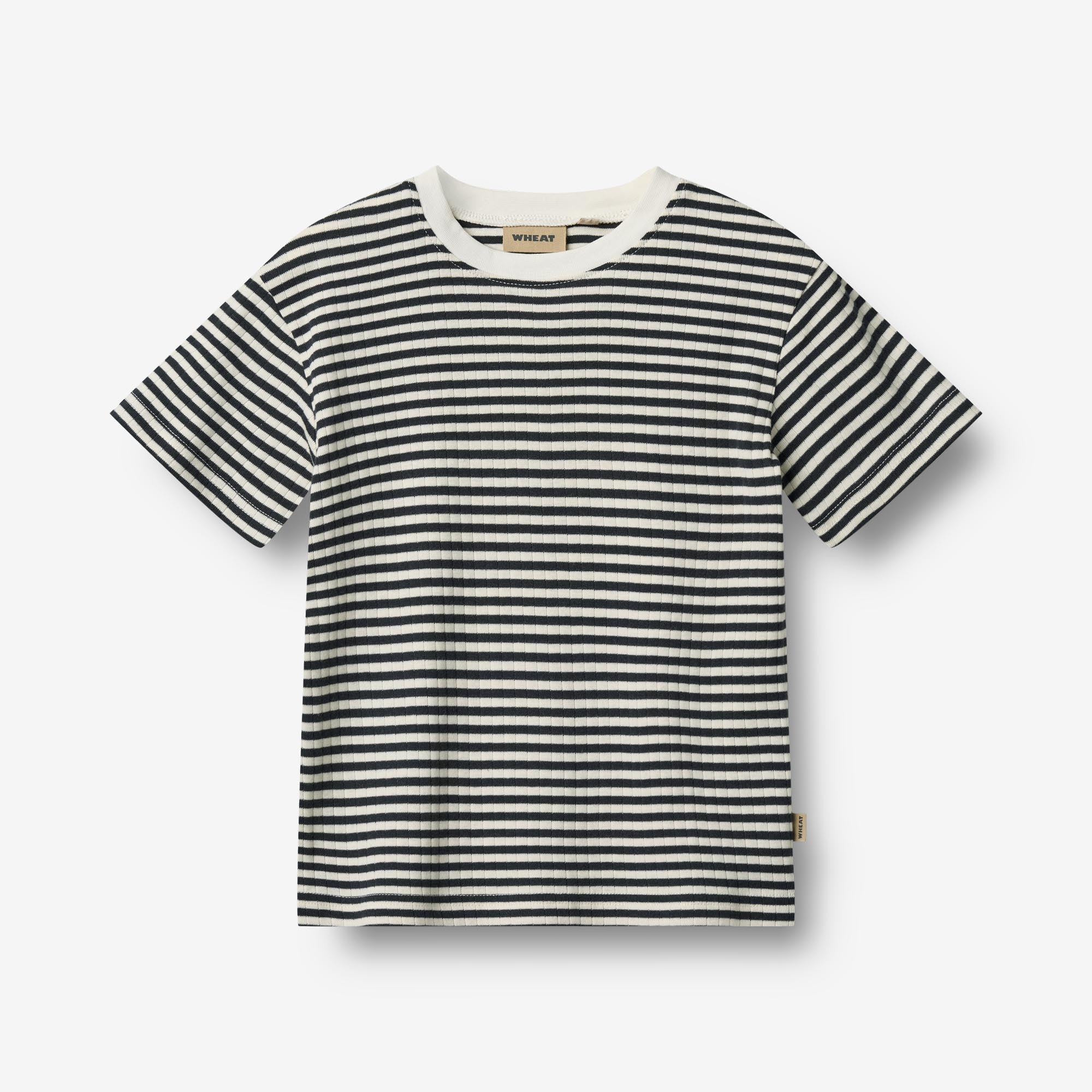 wheat-fabian-t-shirt-navy-rib-stripe-bio-baumwolle image 1
