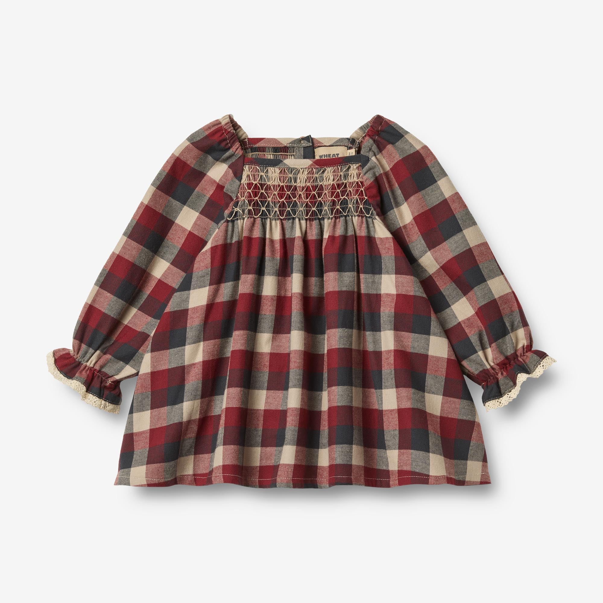 wheat-clothing-bella-babykleid-red-blue-check-bio-baumwolle image 1