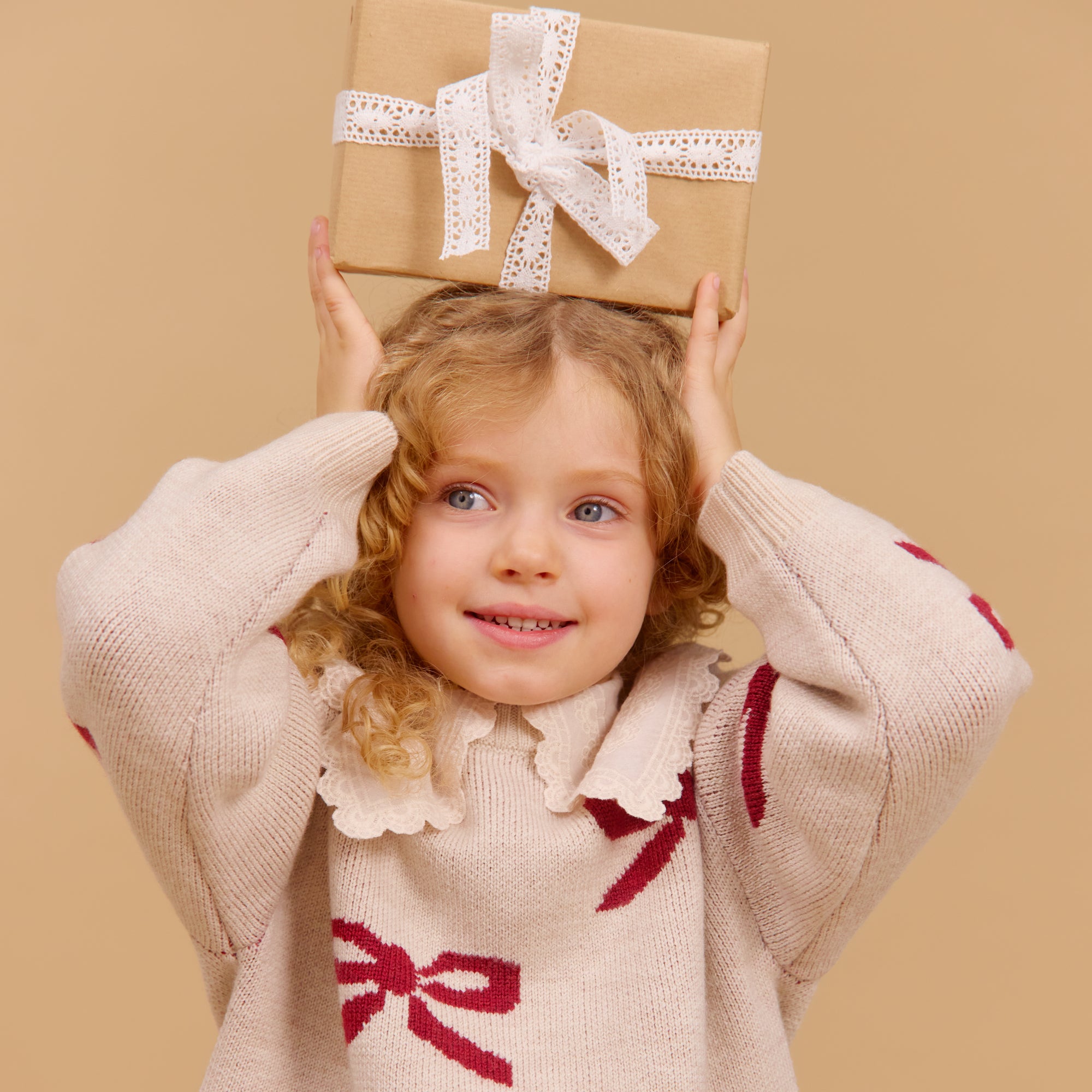 wheat-clothing-jacquard-pullover-bow-eggshell-merino-beige image 3