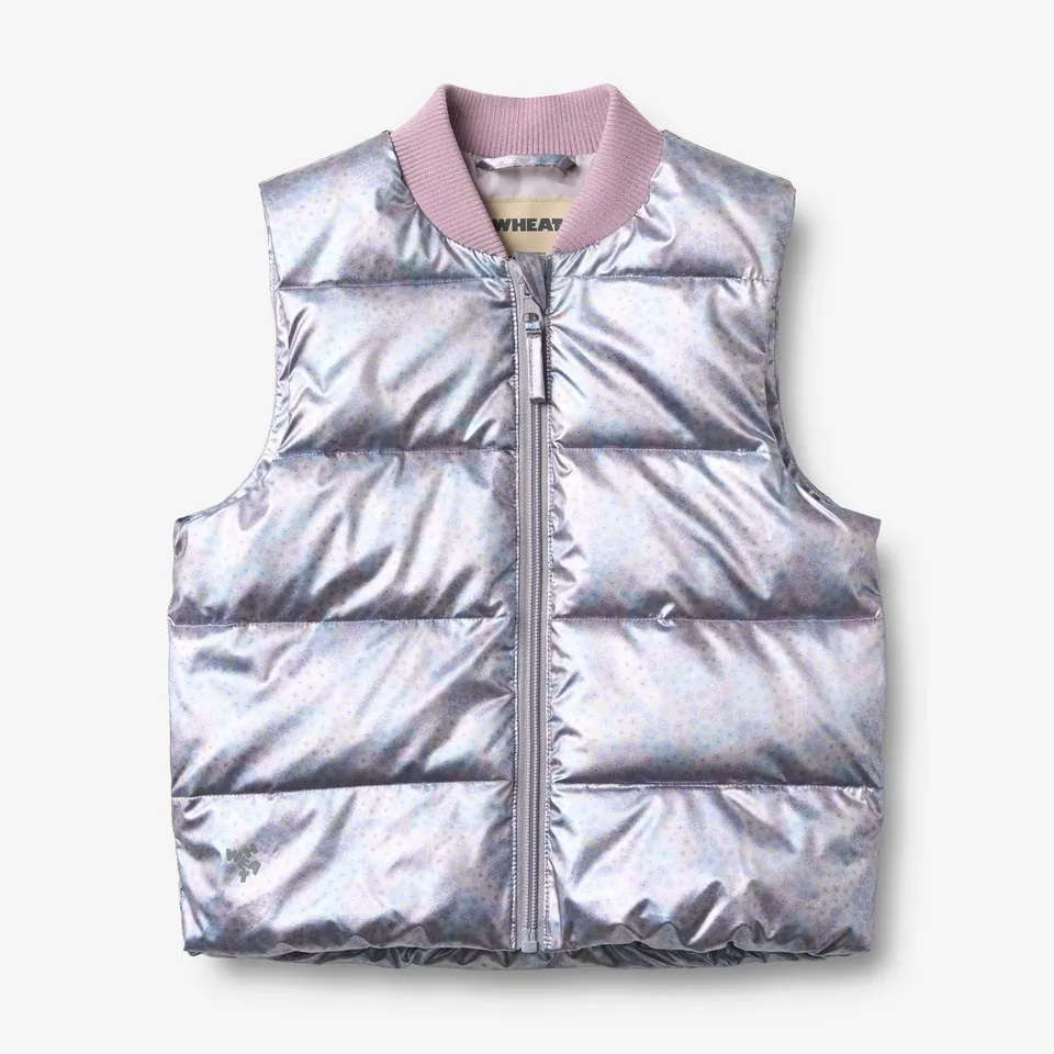 wheat-fryd-puffer-gilet-kinderweste-silver-sky-flower-recycelt image 1