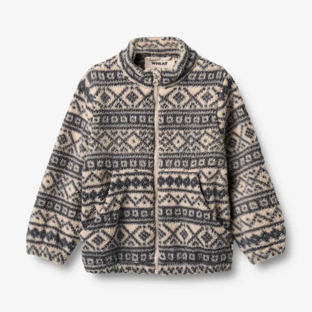 wheat-outerwear-fleecejacke-helge-warm-sand-jacquard-recycelt image 1