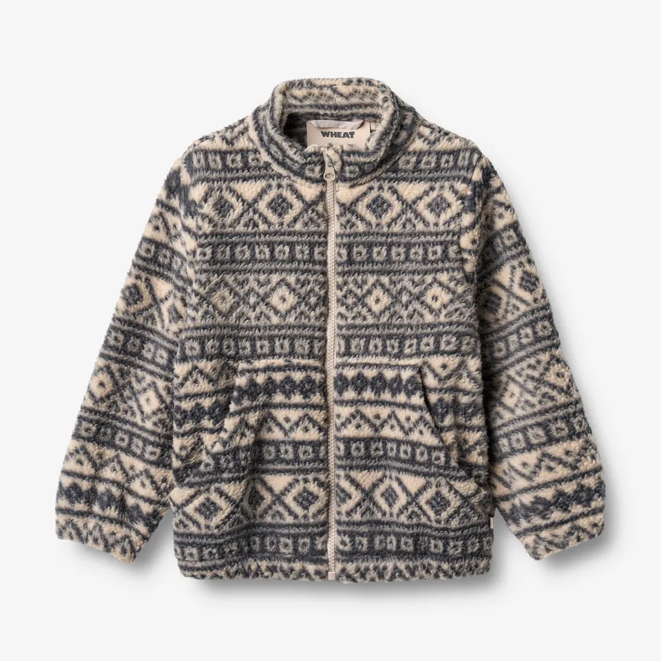 wheat-outerwear-fleecejacke-helge-warm-sand-jacquard-recycelt image 1