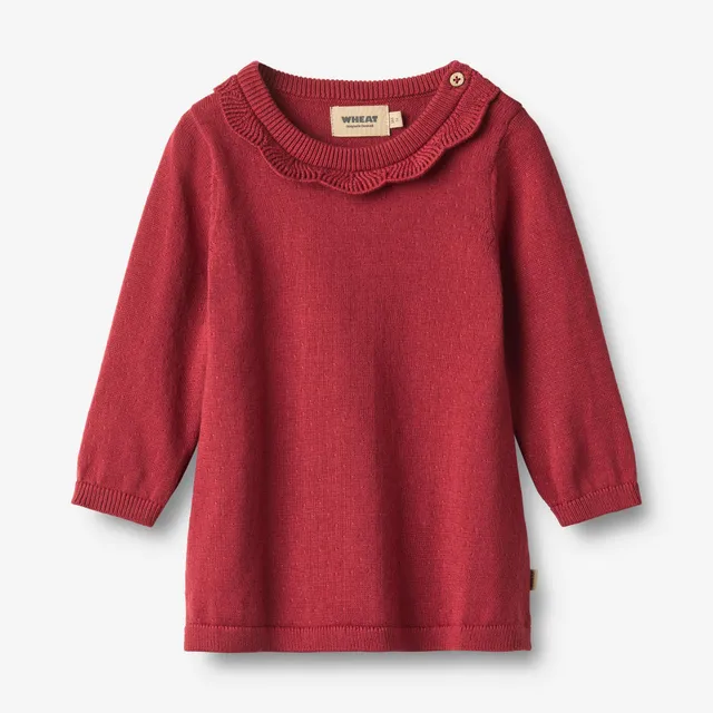 wheat-nannie-strickkleid-red-cherry-bio-baumwolle image 1