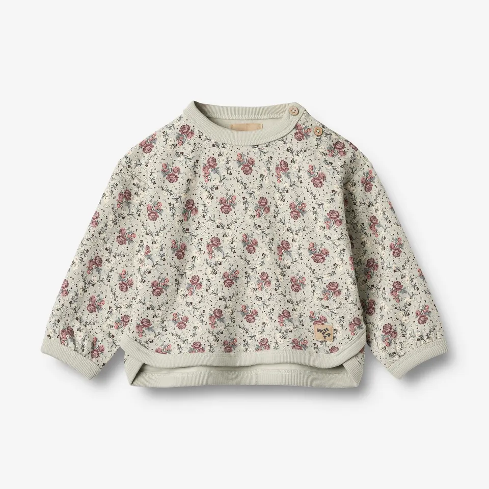 wheat-emery-sweatshirt-slightly-green-flowers-baby-pullover-bio image 1