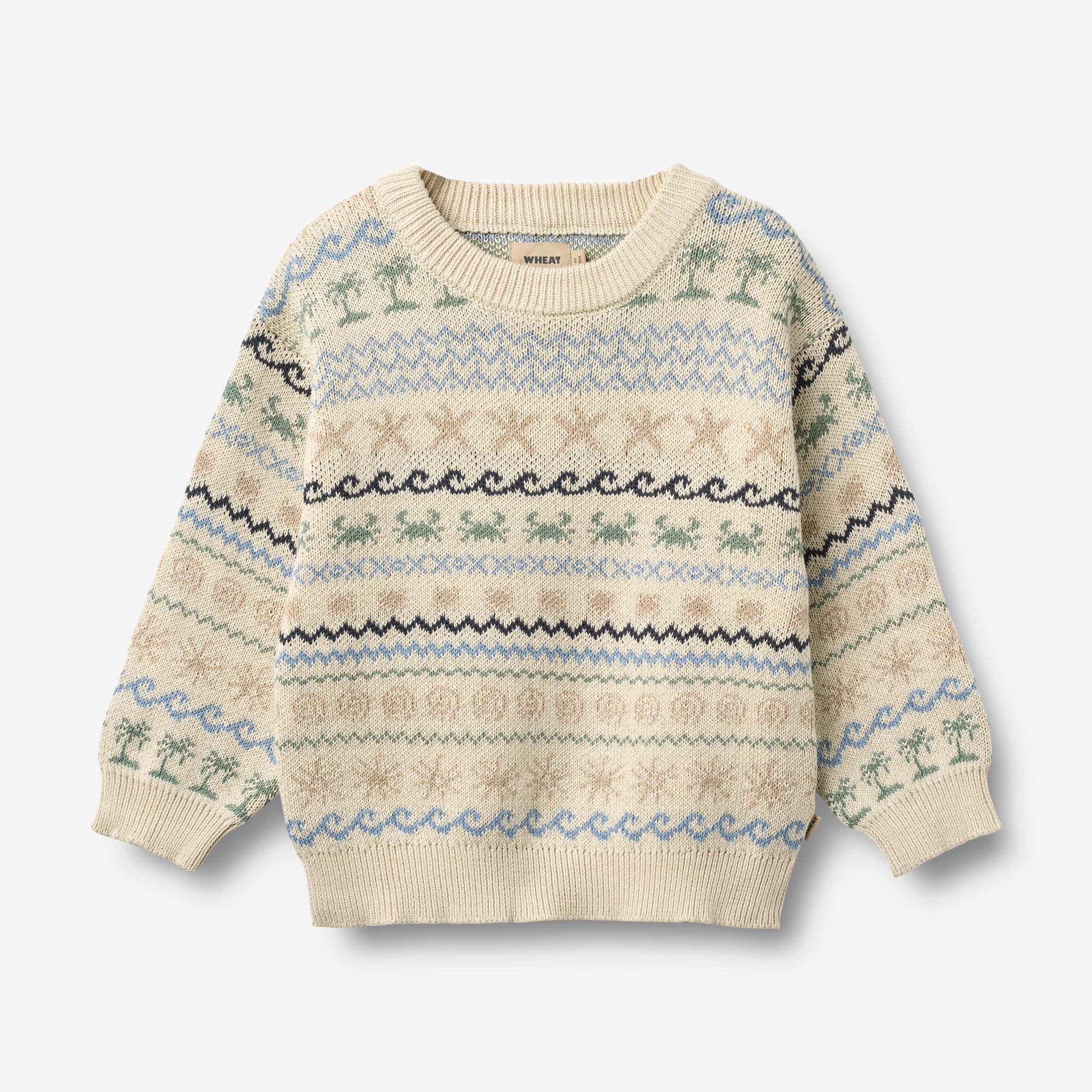 wheat-august-jacquard-pullover-strickpullover-sandshell-bio-baumwolle image 1