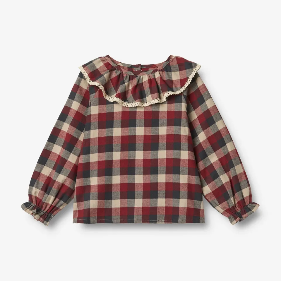 wheat-elin-red-blue-check-bluse-langarm-m-dchen-bio image 1