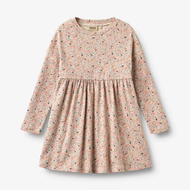 wheat-emmy-langarm-jerseykleid-grey-cloud-flowers-bio-baumwolle image 1