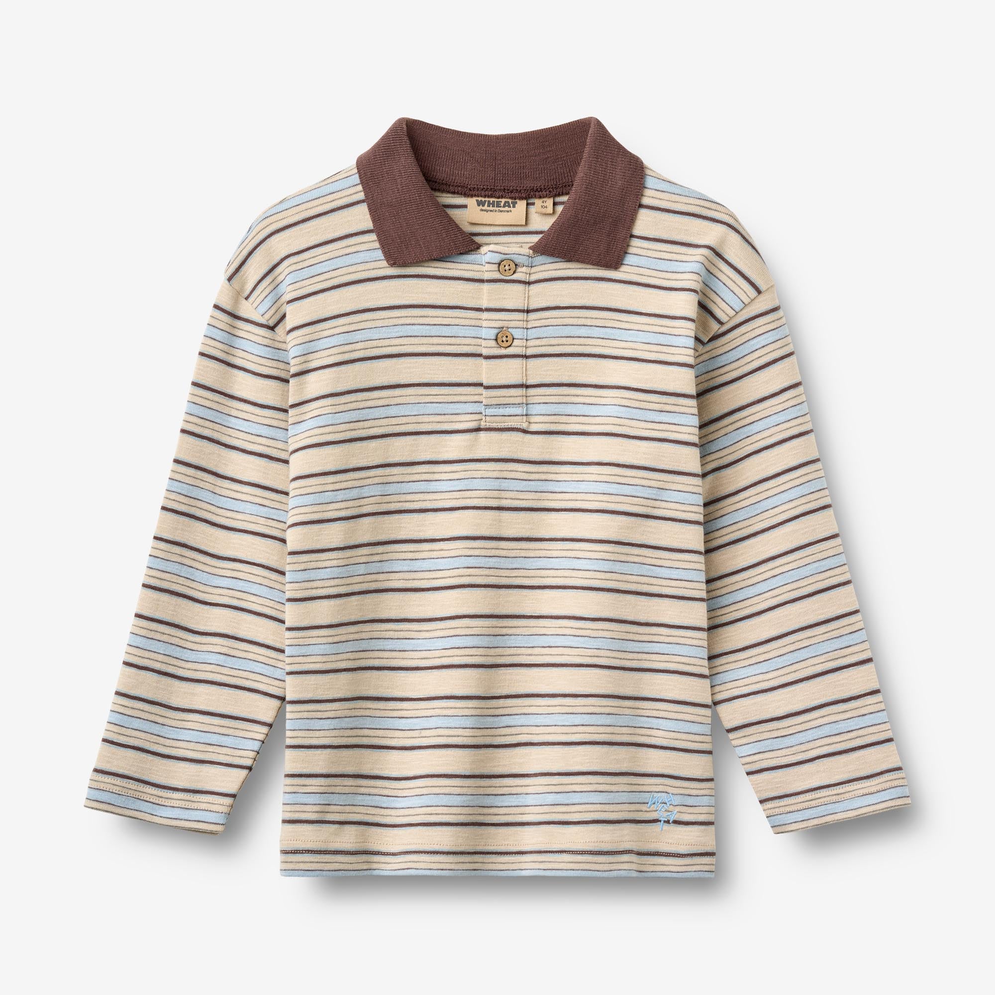wheat-fred-polo-langarm-multi-blue-stripe-gr-116 image 1