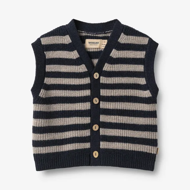 wheat-pete-strickweste-baby-merinowolle-navy-stripe image 1