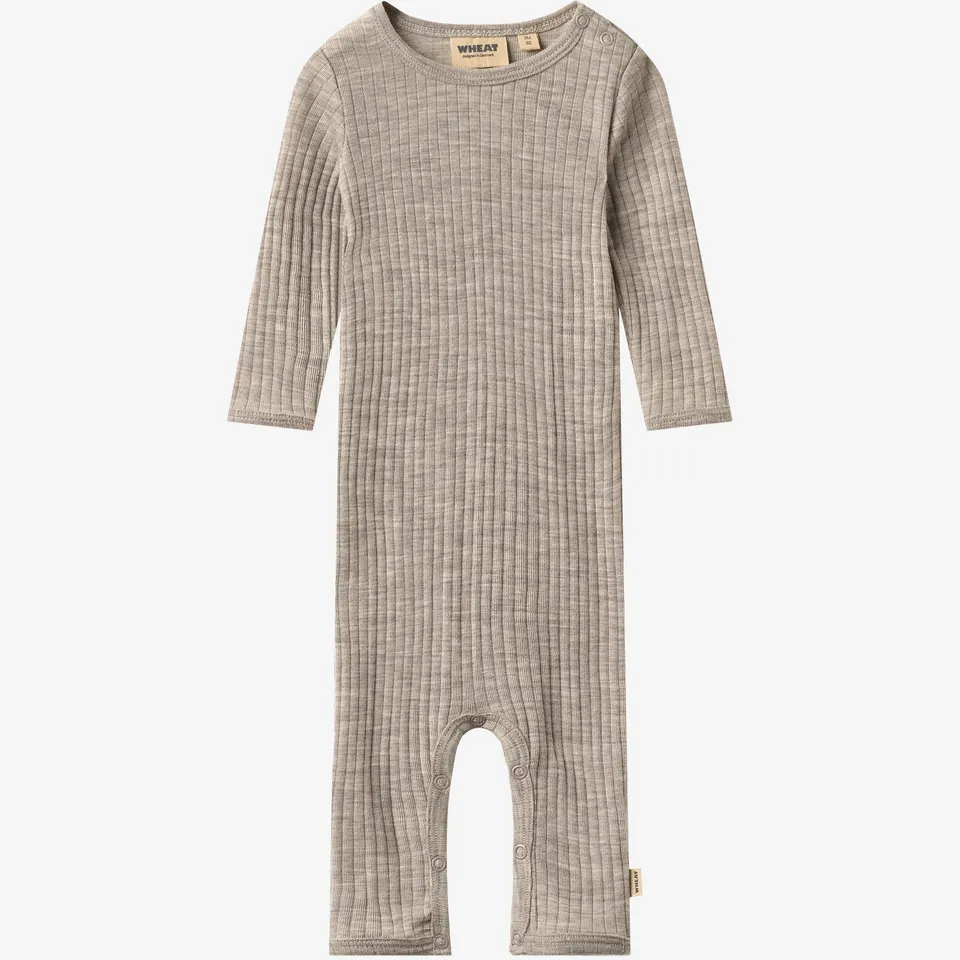 wheat-frankie-strampler-khaki-melange-wolle-seide-baby image 1