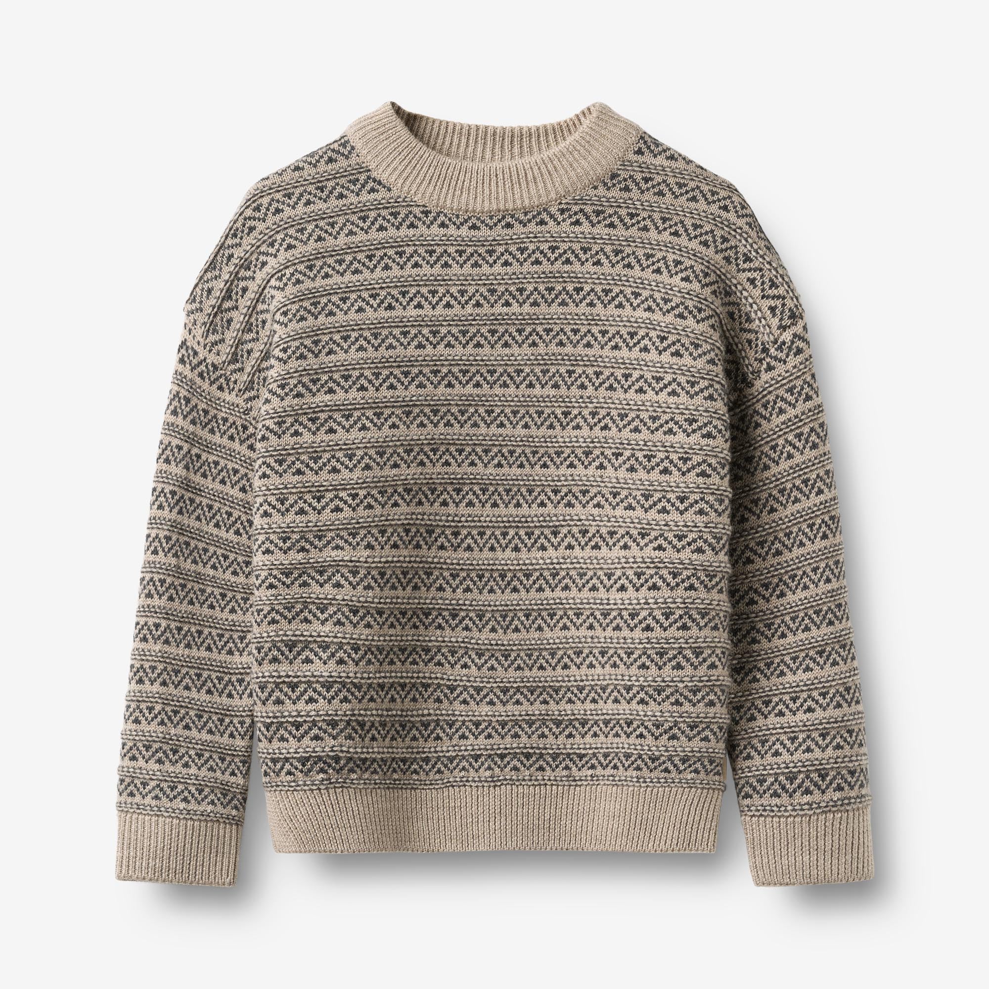 wheat-jens-jacquard-pullover-merinowolle-warm-sand-melange image 1