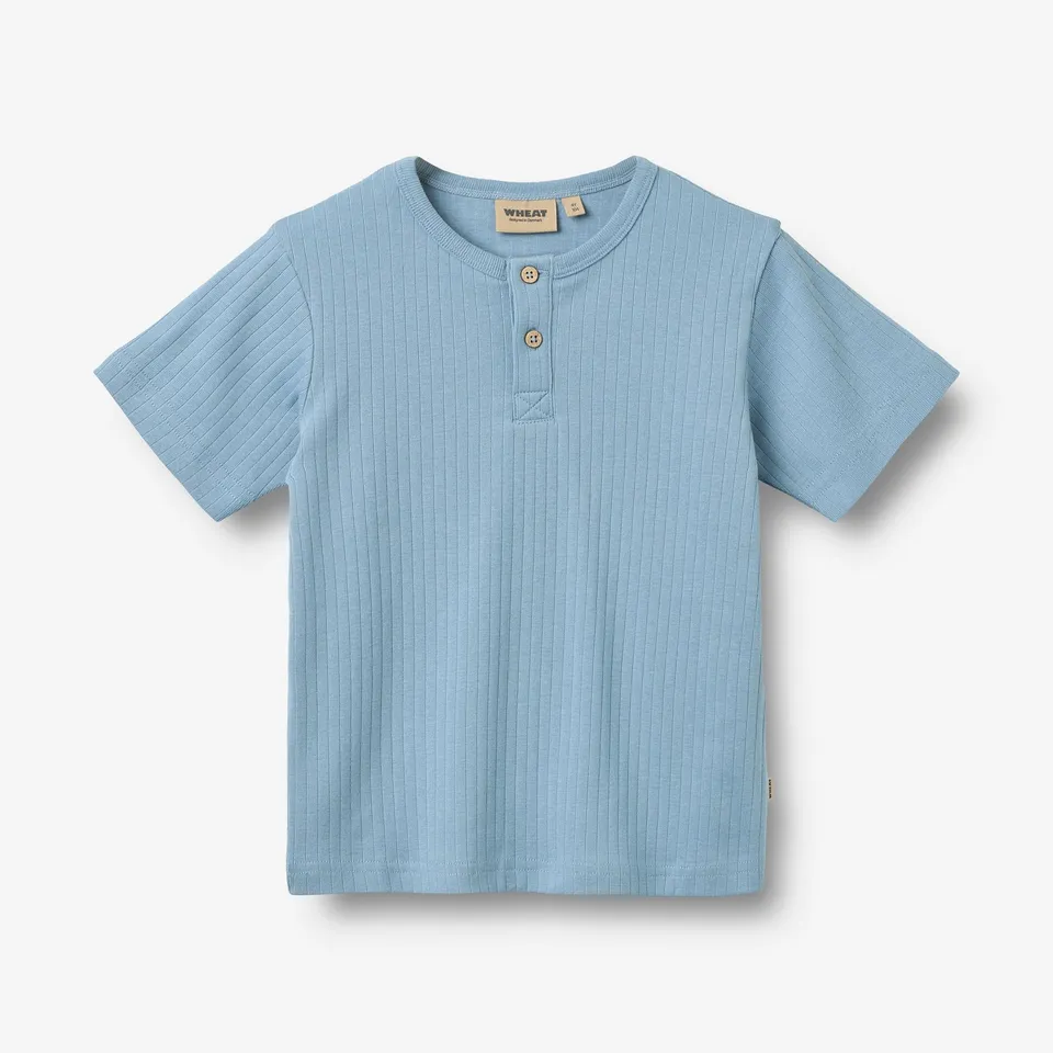 wheat-lumi-t-shirt-faded-denim-bio-baumwolle-kurzarm image 1