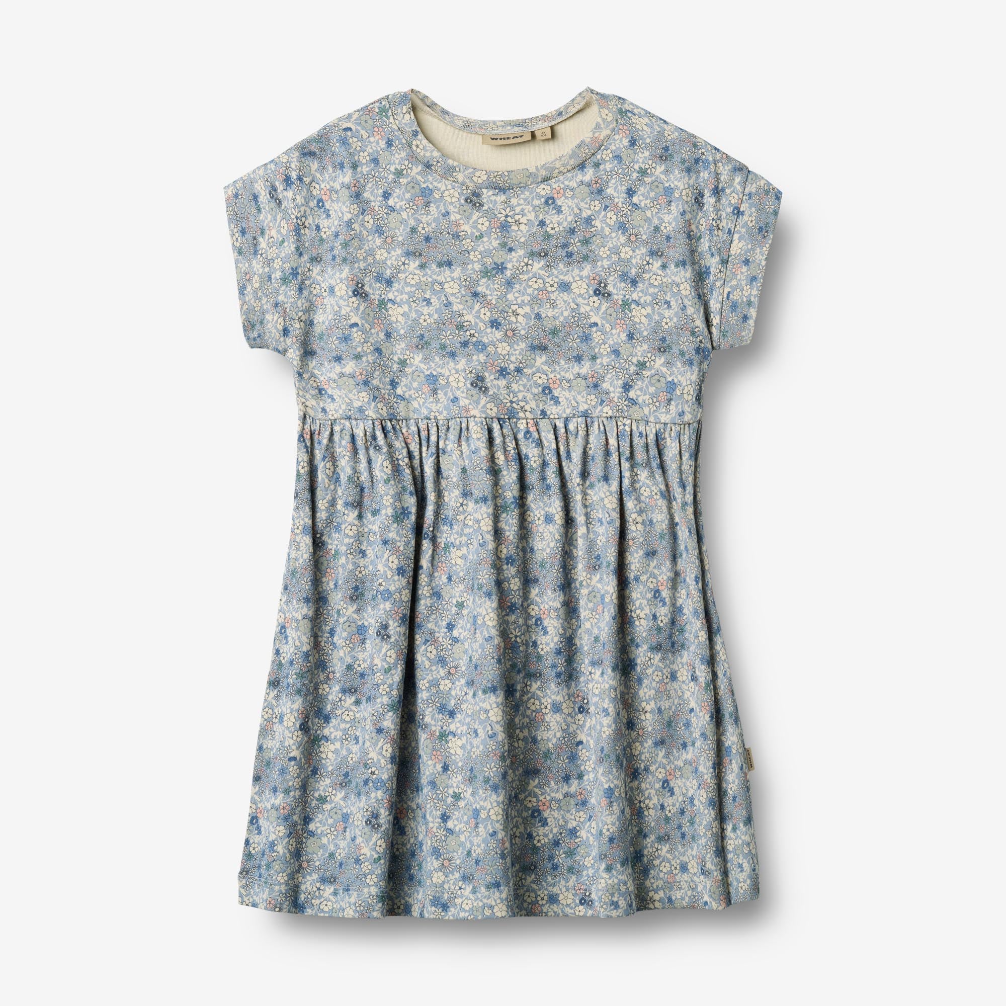 wheat-emilie-jerseykleid-blue-summer-flowers-bio-baumwolle image 1