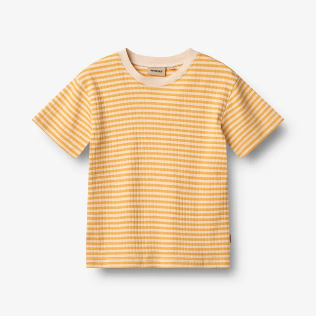 wheat-fabian-t-shirt-kurzarm-kinder-yellow-rib-stripe-bio image 1