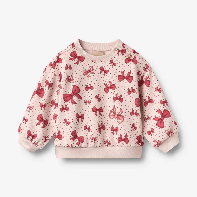 wheat-clothing-lia-sweatshirt-pullover-almond-peach-bows image 1