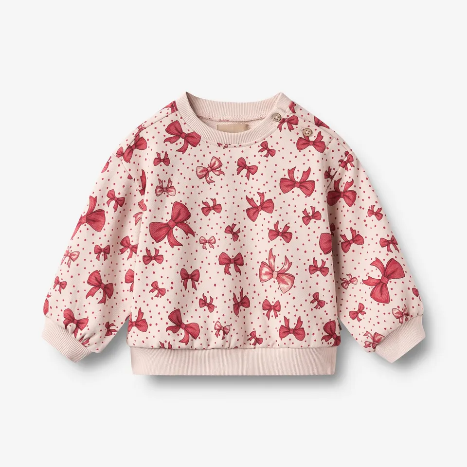 wheat-clothing-lia-sweatshirt-pullover-almond-peach-bows image 1